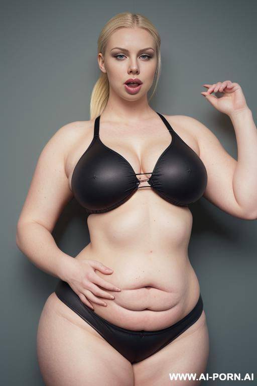 (hypnotic starring at the viewer), (thick plump body), (fat), (((limewhite skin))), (wide hips), ((enormous narrow waist)), (((wide mouth, closed mouth))), (((full lips))) - #main