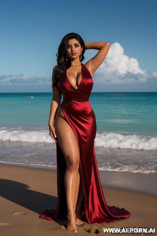 busty latina on back with dildo on beach - #main