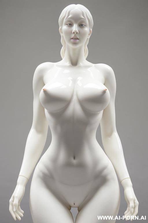 porcelain white skin turned into statue, partial zoom, very fit hourglass figure standing naked, extremely wide pelvis and hips, fit waist closeup zoom picture, porcelain statue, wide hips fit - #main