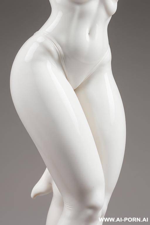 porcelain white skin turned into statue, partial zoom, very fit hourglass figure standing naked, extremely wide pelvis and hips, fit waist closeup zoom picture, porcelain statue, wide pelvis close - #main