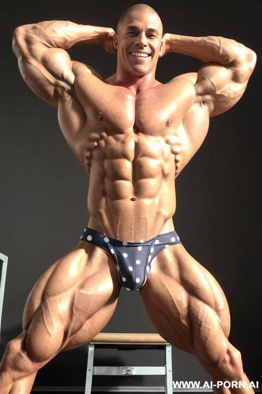 (gray background), view increasing muscle size and definition, (naked), (nude), (short most muscular woman only), (white pallid skin). hard & pallid, ((extremely beautiful gaunt womans face with high - #main