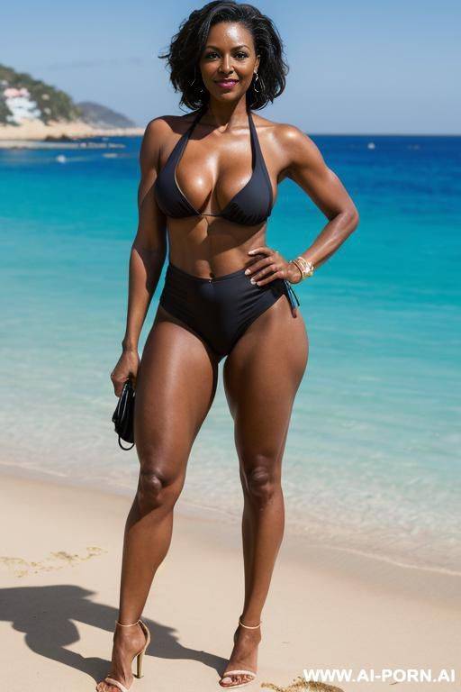 ebony milf beach babe - big side-set breasts - #main