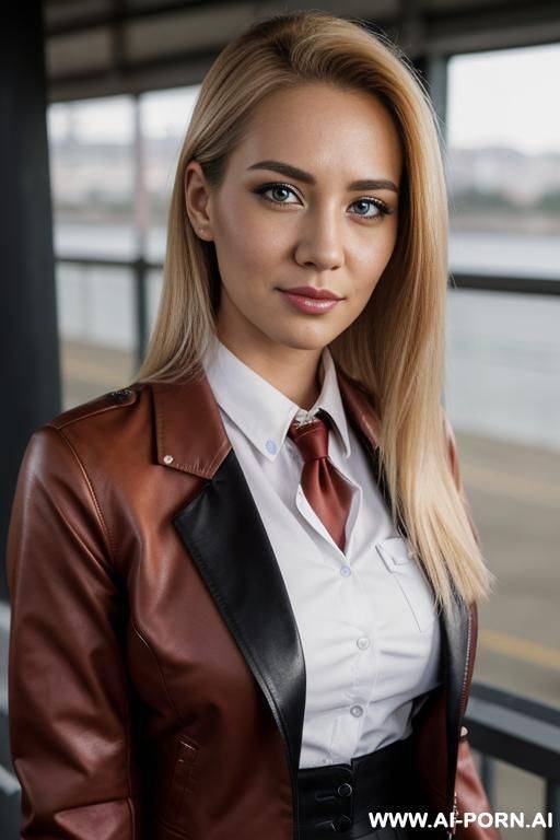 red leather blazer, model - #main