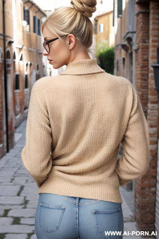jeans, beige cardigan, glasses - #main