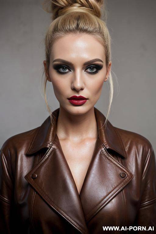 leather coat, beautiful, model, makeup - #main