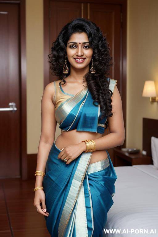 blue wedding sari, fancy room, (gorgeous), beautiful eyes, (big full lips), big nose, (beautiful), (lean) (photorealistic) (tanned dark indian ), (ultra detailed photo), (hyper realistic photo), (busty) - #main
