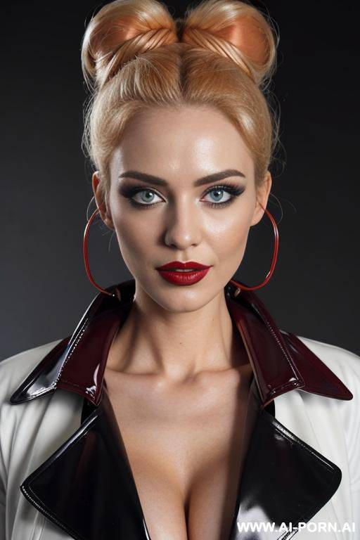red latex coat, beautiful, fashion model, bimbo - #main