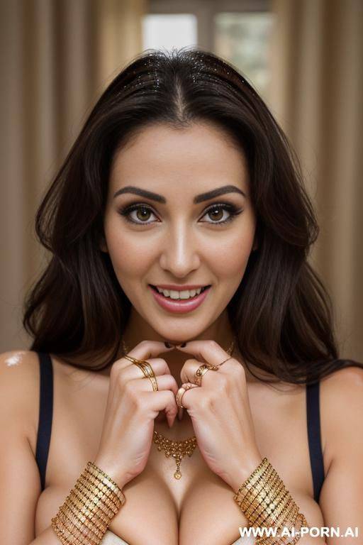 wet, (gold necklace, bracelets, rings), looking at viewer, - #main