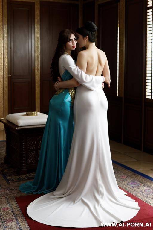 the harem of the turkish sultan. the sultan embraces the ukrainian mistress from behind. - #main