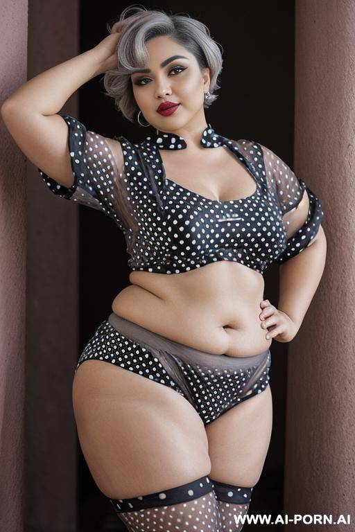 chubby granny short grey hair flashing boobs and blowing kiss - #main