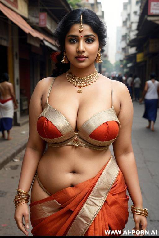 indian woman, skimpy, busty, sexy sari, street, public, big cleavage, fat, thick - #main