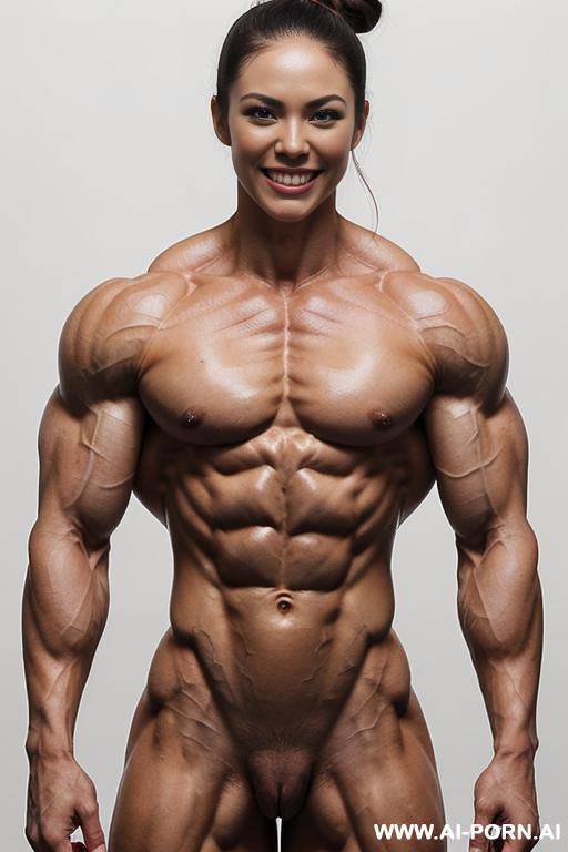 (white background), (naked), (nude), (shortest most muscular white korean woman only), ((short)), ((very white pallid skin)), ((perfect hard erotic pink rosy nipples)), hard & pallid, (((extremely - #main