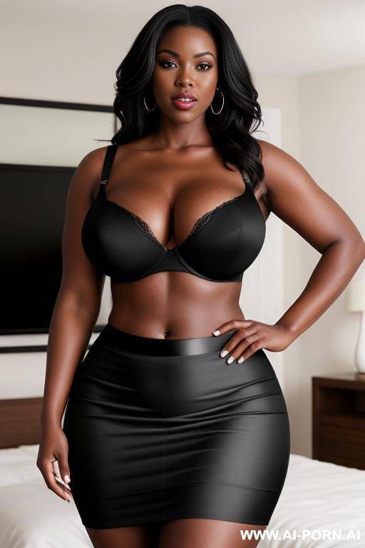 photo realistic fit black beauty loose bra and skirt, huge meaty breast. large fat ass - #main