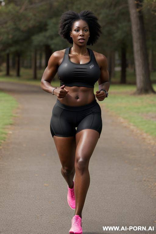 photo realistic fit black beauty in running gear. huge meaty breast. large fat ass - #main