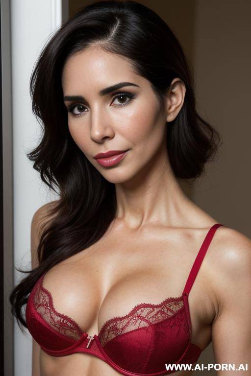 red bra, ((suburban mom)), ((higareda)), (gorgeous), beautiful eyes, (big full lips), (beautiful), (lean) ((photorealistic)) (tanned latina), ((ultra detailed photo)), ((hyper realistic photo)), (busty) - #main
