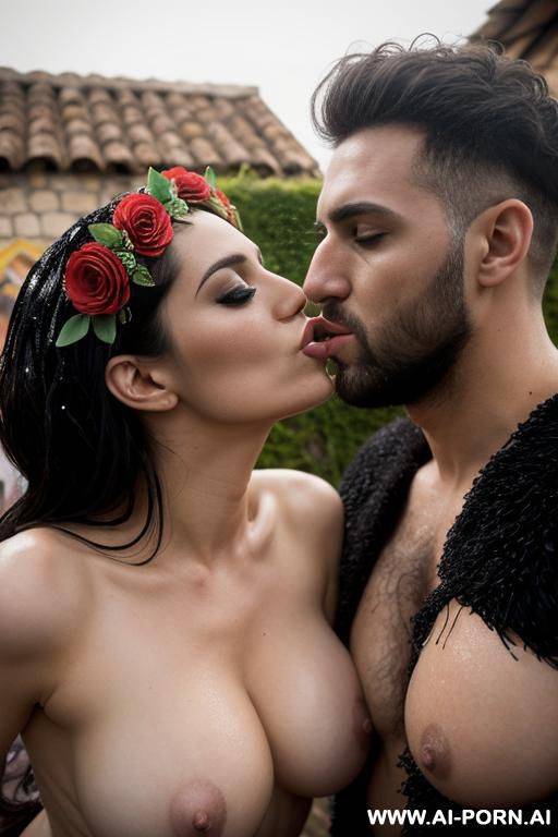 2 men and 1 woman fuck, perverse, beautiful, fucking, extremely hairy pussy, flower head wreath, group orgy, fucking, big nose, seductive, sexy pose, t-shirt, kissing, fucking, threesome, orgy, - #main