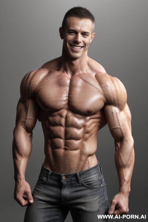 (gray background), (naked), (nude), ((shortest most muscular woman only)), ((((sinewy gaunt slender finnish actress woman with extreme musculature)))), ((short)), ((very white pallid skin)), ((perfect hard - #main