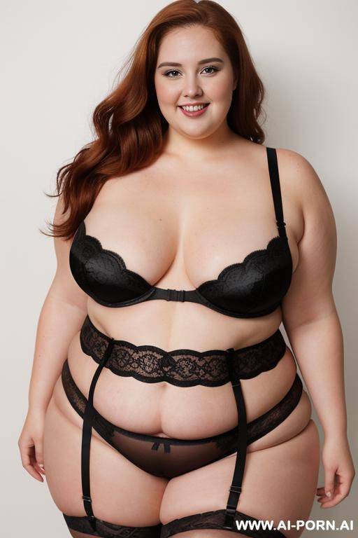 full body photo studio shot, about a fat bbw, so chubby, curvy (very obese) woman with (love handless and tummy), wearing a sexy and hot garter belt lingerie and taking a bath - #main