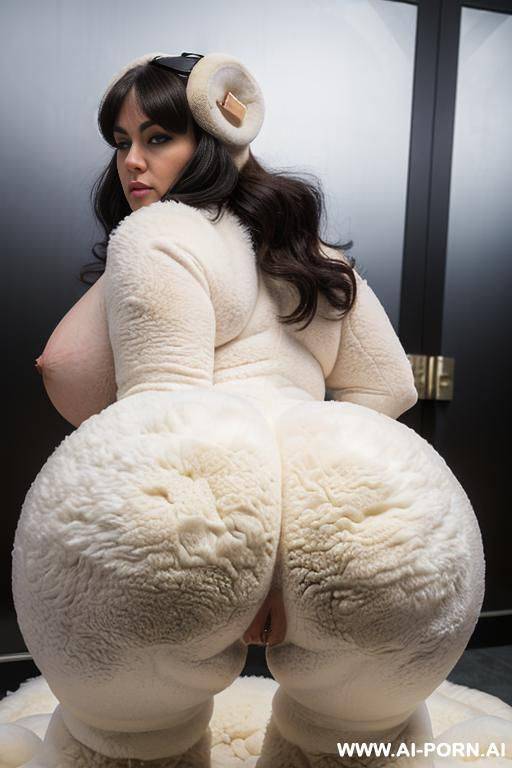((very long fluffy natural fur sheep bodysuit)), ((giant oversize puffy swollen hollow asshole)), (((hyper loose swollen opening asshole)), massive bubble butt, (hyper massive wilde ass), (fat large - #main