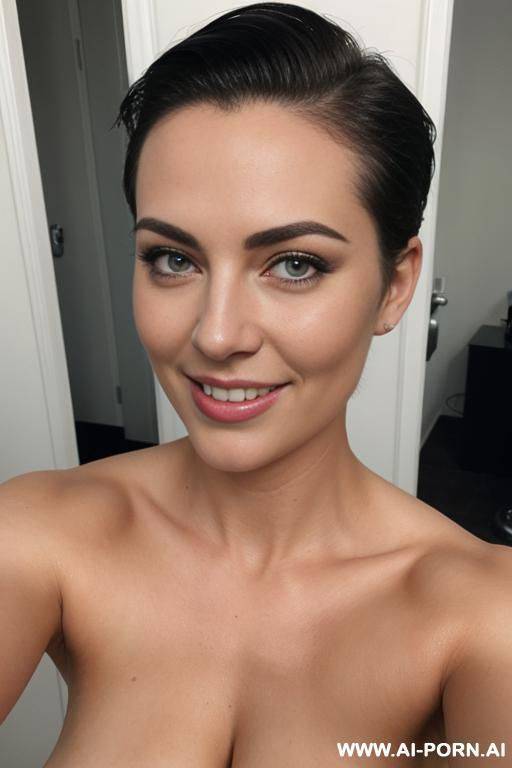busty woman, naked tits, white skin. curvy short hair. flabby tits deep tits pressing, nipples are too long., hairy pubic, spreading pussy - #main