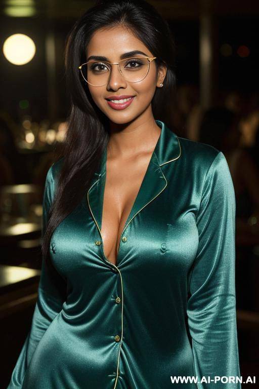 (green pajamas ), ((manhattan penthouse kitchen)), ((asin)), (gorgeous), beautiful eyes, (big full lips), (beautiful), (lean) ((photorealistic)) (tanned indian), ((ultra detailed photo)), ((hyper realistic photo)) ((busty)) ((perky round big boobs)) - #main