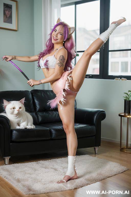 face, ((sexy)), beautiful, ((random real actrice movies)), ((belly)), ((gold white hair)), ((slick pink wet hair)), ((split hair color in 2)), ((percing nose)), ((2 women)), ((face painting)), ((slick - #main