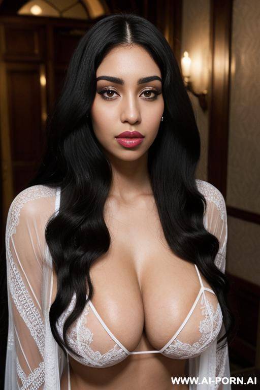 persian white african black mixed race, massive huge gigantic boobs, ((large lips)), long voluminous wavy hair, doja cat - #main