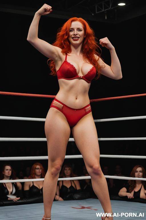 a 24 year old redhead, pinning a 4 man in a wrestling ring - #main