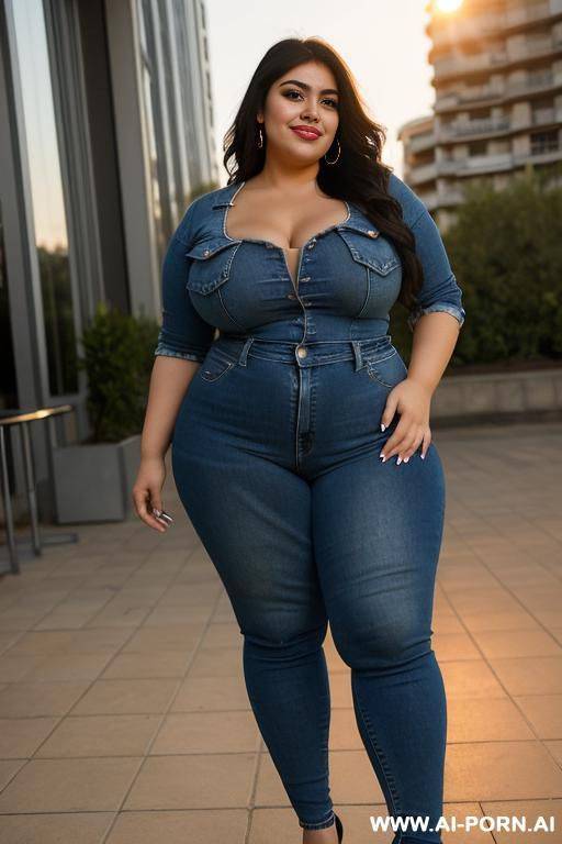 latina, pear shaped, supermodel, very wide huge hips, high rise jeans, chicana, sunset, 23 - #main