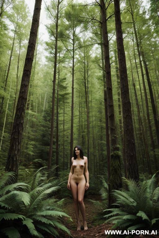 naked scared woman in forest - #main
