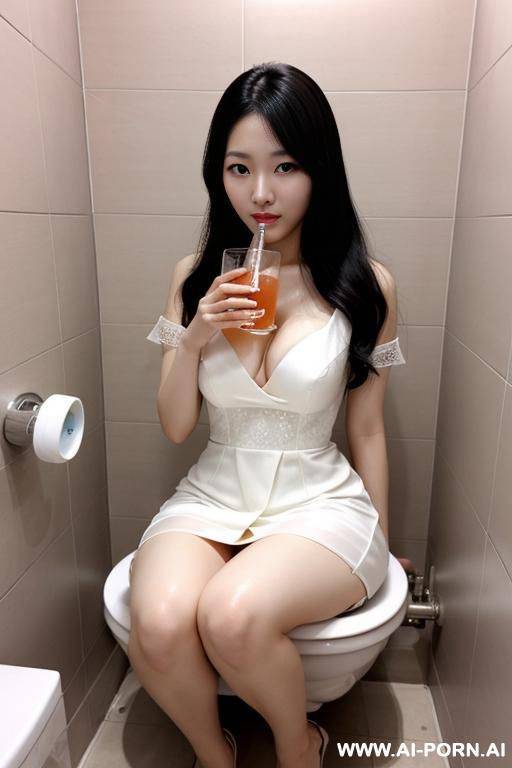 a whore is drinking toilet water happily - #main