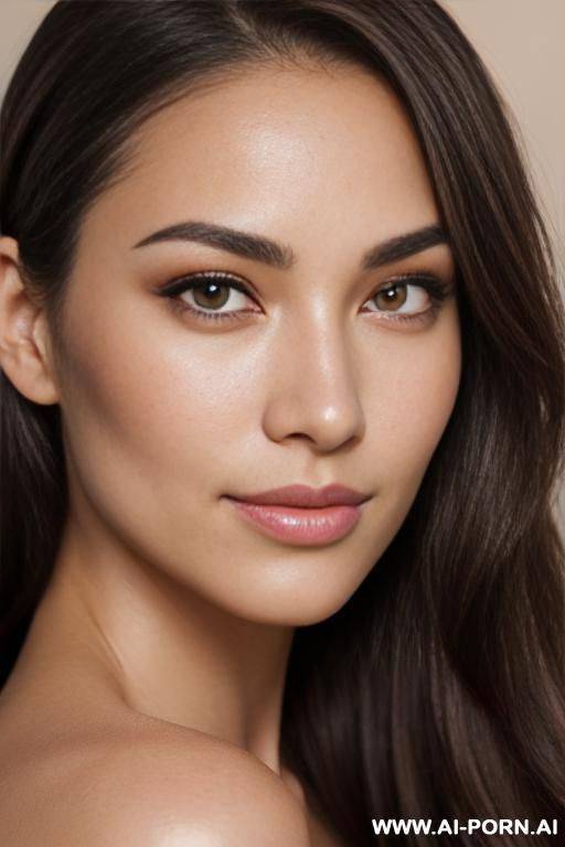 a highly detailed portrait of a woman in her early 20s with , m light-to-medium skin tone. she has a soft, oval face with subtle contouring, expressive light brown eyes framed by long dark - #main