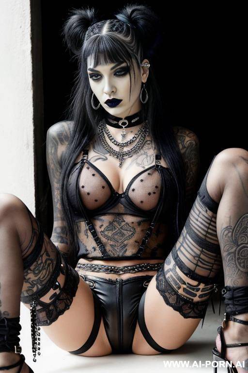 a close up of a woman with a piercing on her nose, septum piercing, piercings collar, 1 - year - old goth woman, wearing choker, wearing a native american choker, she looks like a mix - #main