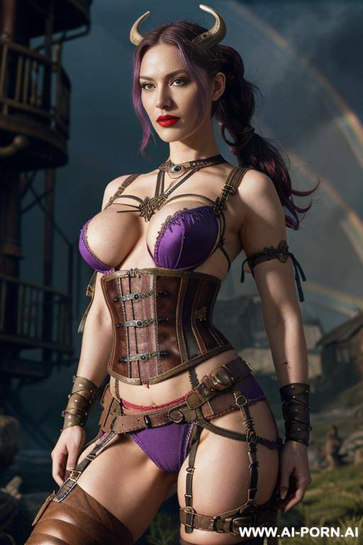 ((sex)) ((fucked)) _gorgeous, very beautiful, photorealistic, (((steampunk bondage gear))), ((topless)), goth, red lips, bright light green eyes, (open boobs, show nipples), (monster opera) - #main