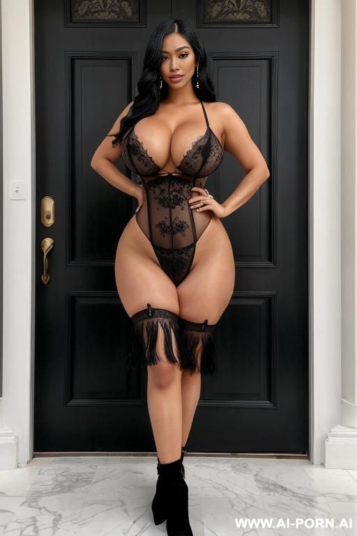 pornstar supermodel, hourglass body, bimbo lips, gigantic fake tits, teapered waist, curvy body, beautiful face, full body view, ((keep face)), ((keep body)), arriving at mansion standing inside grand entrance of mansion, - #main