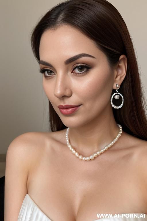 gorgeous round face, pearl necklace, pearl earrings - #main