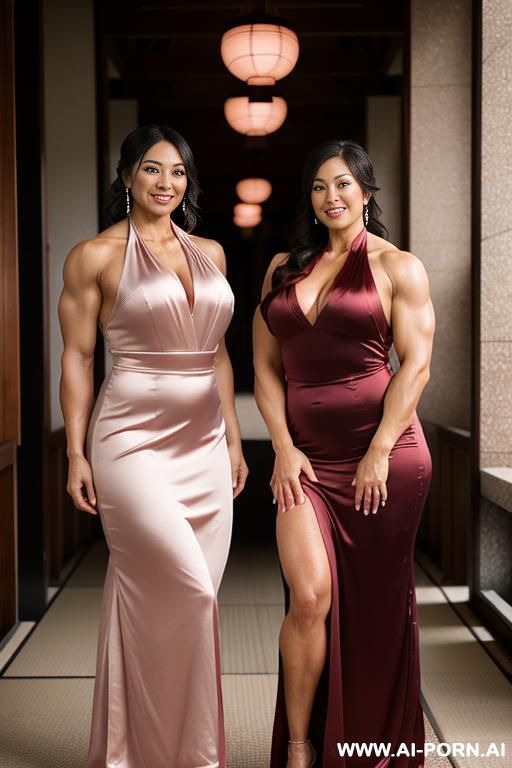 japanese bbw taller female bodybuilders are standing side by side - #main