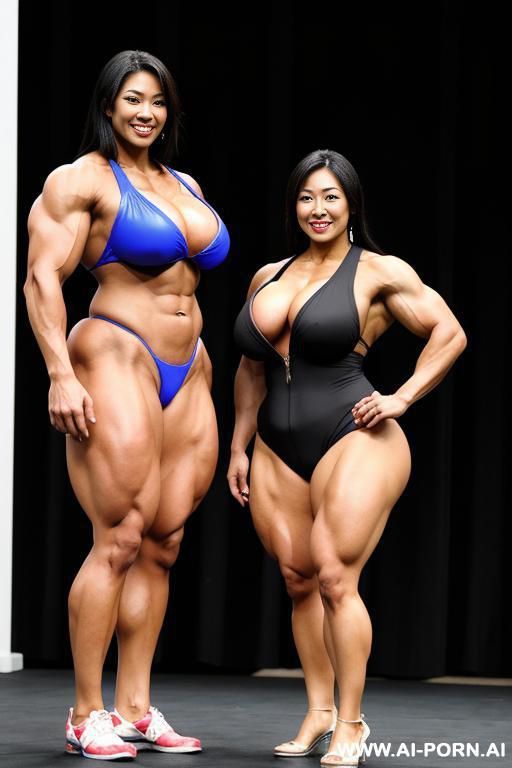 japanese taller bbw female bodybuilders are standing side by side - #main