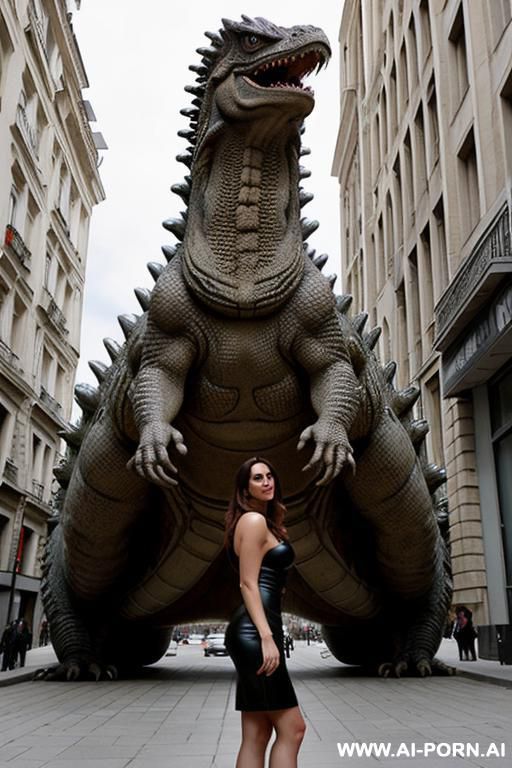 femme--mante-religieuse géante dans une grande ville. elle casse les immeubles comme le ferait godzilla - #main