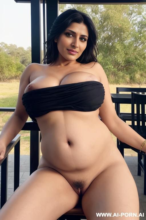 mature sexy milf, soft perfect beauty, perfect skin, perfect eyes, waist shot, taut woman, exposing boobs, boobs like woman after pregnancy, sitting on a high chair, front view - #main