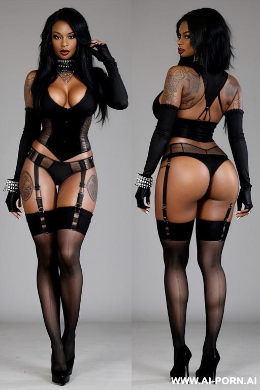 hot black punk woman (amazing fit body) (stockings) - #main