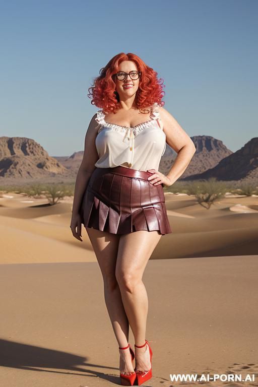 (hot tall bbw gilf milf) (brunette) (glasses) (high heels) (short leather pleated red skirt) (white blouse) (long curly hair) (huge boobs) - #main
