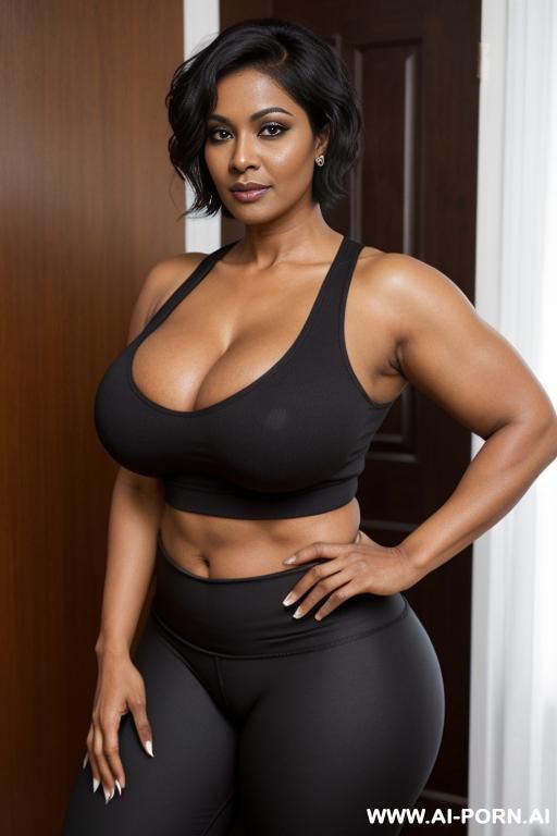 sexy bimbo bangladesi milf, aged milf, matured milf, thot, really dark black skin, deep dark black skin color, ultra thicc, bulked up thighs, tight shirt, extremely gigantic boobs, perfect eyes - #main