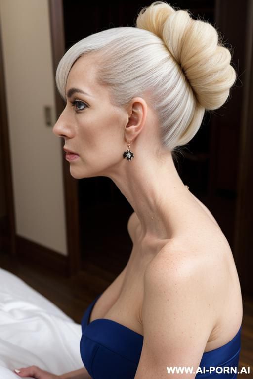 elle est nue, vue complète de man corps, on her knees, de profile - #main