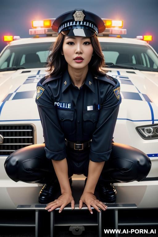 a beautiful korean woman naked with black hair, seductive eyes, hourglass figure, bends over seductively with her body facing the camera in beach sand, in ultra-realistic style. - #main