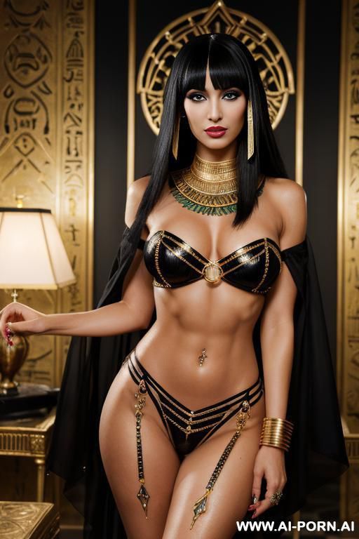 ((abs)) ((short black)) ((piercings)) ((diamonds goddess)) (wet cum skin) 20s makeup, fit and slender, goth, punk, egyptian sphinx and pyramids on the background - #main