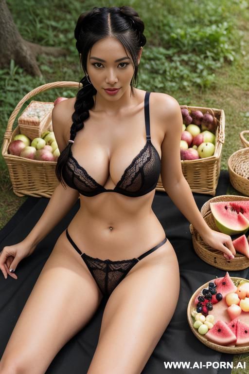 ((keep face)), ((keep hair)), hourglass figure, fit body, thigh gap, slender waist, bubble butt, thick thighs, black string bra, black skimpy g-thong - #main