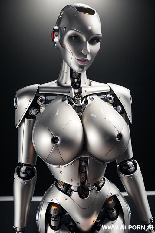 ((realistic very detailed total robotic meccanics body, beautiful cyborg robot woman)),(( to quattro k quality)) ( plastic-metallic meccanics big boobs total skin latex white) completely made of metal skin with long legs with boots. - #main