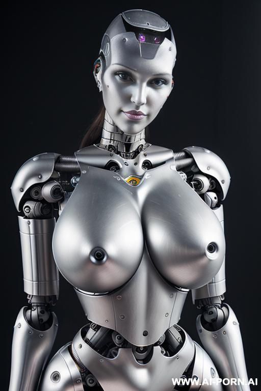 ((realistic very detailed total robotic meccanics body, beautiful cyborg robot woman)),(( to four k quality)) ( plastic-metallic meccanics big boobs total skin latex white) natural face, completely made of metal skin with long legs with boots. - #main