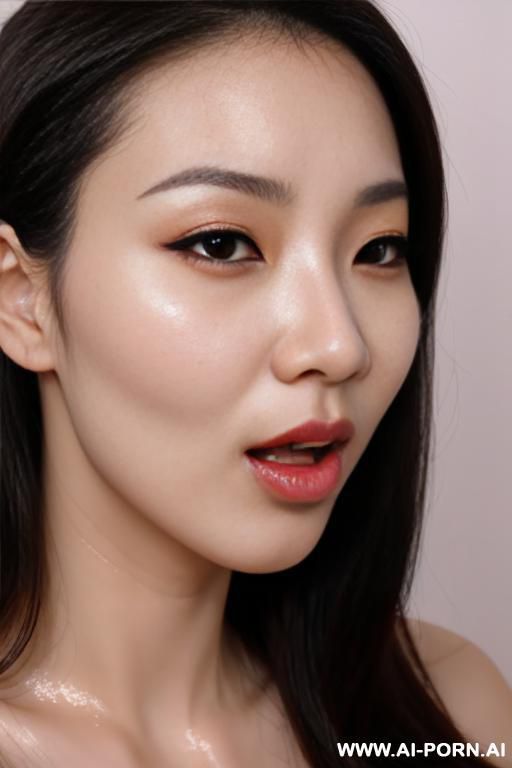 tingting asmr close up to face, full facial semen all over face & hair, semen in inside mouth with tongue sticking out. - #main